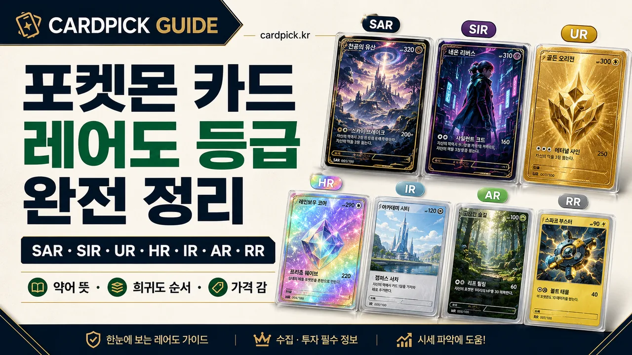 포켓몬 카드 레어도 한눈에 보기 — C · U · R · RR · AR · IR · HR · UR · SAR · SIR 등급 카드 일러스트