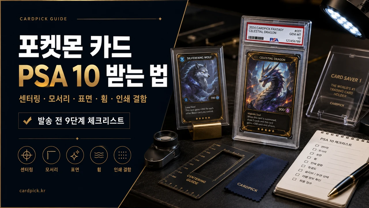포켓몬 카드 PSA 10 받는 법 - 센터링·모서리·표면 9단계 체크리스트